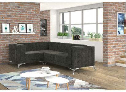 Chesterfield sectional sofa L-shape fabric couch design upholstered seat textile sofa corner new
