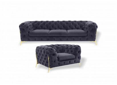 Italian furniture sofa set 3+1 seater design sofa upholstered couches Chesterfield