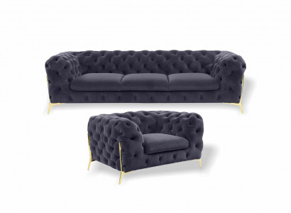 Italian furniture sofa set 3+1 seater design sofa upholstered couches Chesterfield