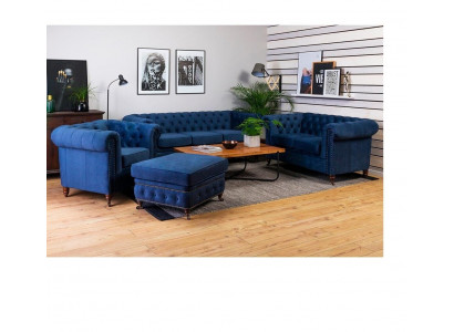 Luxury Chesterfield Designer Sofas Leather Sofa Textile Fabric XXL Big Sofas 3-piece