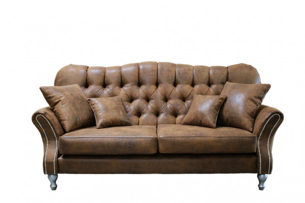 Vintage Chesterfield Sofa Set Couch Upholstery Sofa Leather 3+1 Seater Set