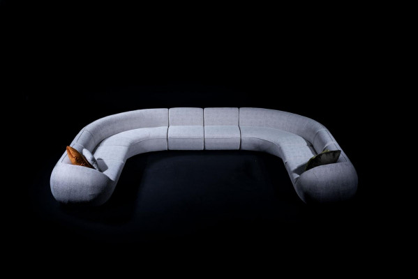 Designer corner sofa, living room luxury upholstered sofa, textile furniture style