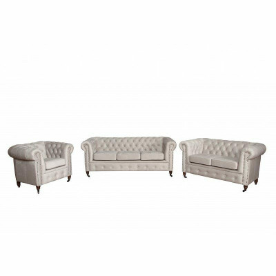 Chesterfield 3+2+1 Seater Sofa Set + Ottoman Couch Sofa Leather Textile Couches