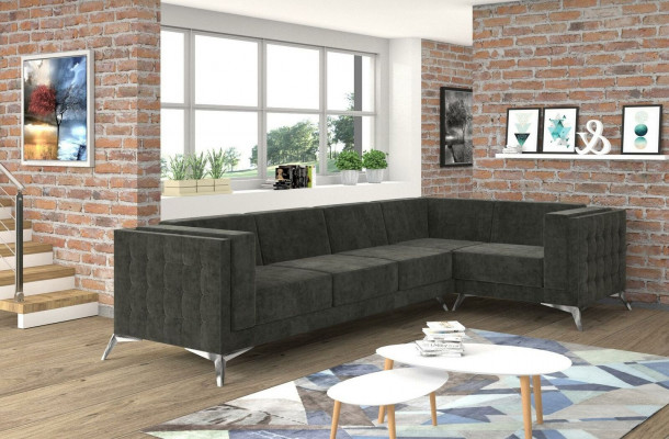 Corner sofa Chesterfield Sofa Upholstery Suite Couch Living Landscape Decor L-shape