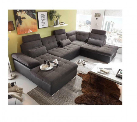 Sectional U-shaped sofa living landscape set with bed function design upholstery