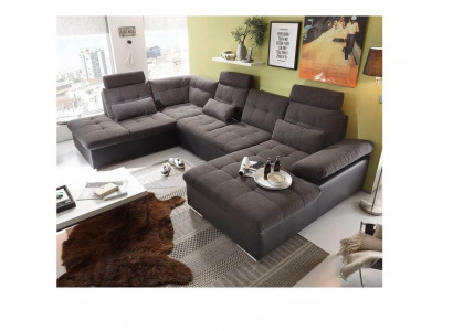 Sectional U-shaped sofa living landscape set with bed function design upholstery