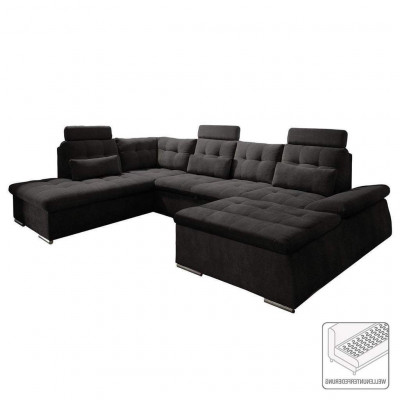 U-shaped sectional sofa design modern upholstery textile bed box with sleeping function