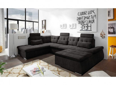 U-shaped sectional sofa design modern upholstery textile bed box with sleeping function