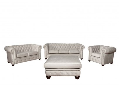 Chesterfield Sofa Suite 3+1+1 Seater Design Couch Upholstered Sofa Set