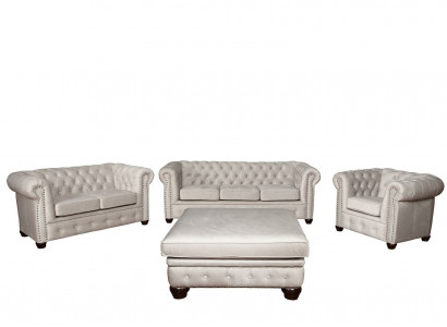 Chesterfield Sofa Suite 3+1+1 Seater Design Couch Upholstered Sofa Set
