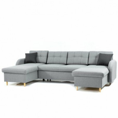 Living room sectional sofa fabric U-shape sleeper function couch decor design upholstery