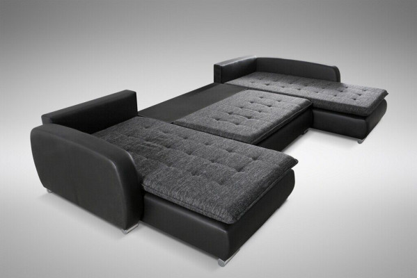 Design U-shaped corner sofa with bed function couch leather textile sofa new living landscape