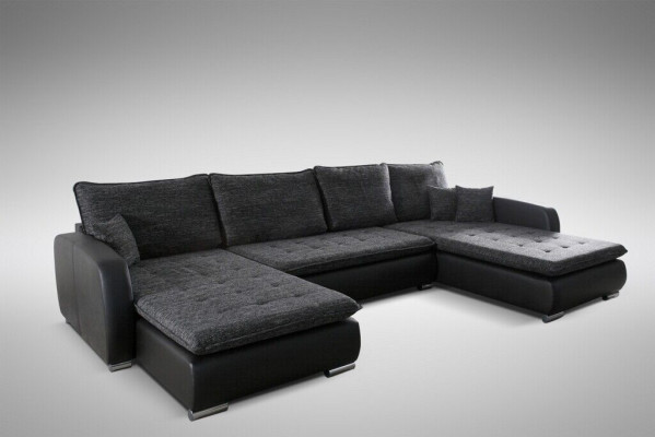 Design U-shaped corner sofa with bed function couch leather textile sofa new living landscape