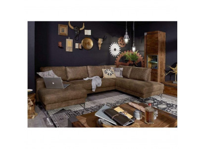 Corner sectional U-shape living area sofa couch upholstery set vintage