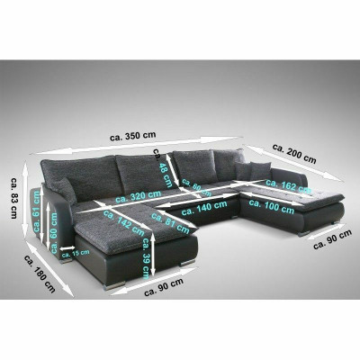 Design corner sofa Elena with bed function couch upholstery seating corner sofas XXL new