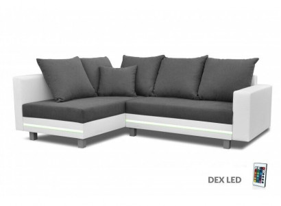 Design corner sofa L-shaped sofa bed function couch seat corner sofas textile upholstery LED