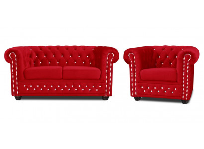 Sofa set 2+1 seater sofas couch upholstery blue classic couch set