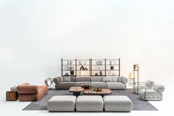 Six-seater sofa set three-seater stool couches modern suite set