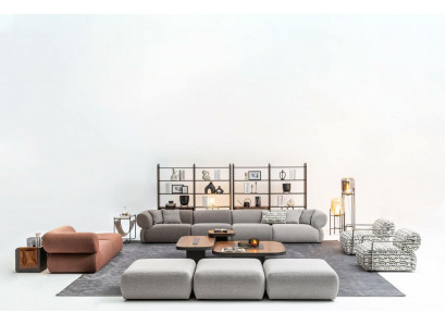 Six-seater sofa set three-seater stool couches modern suite set