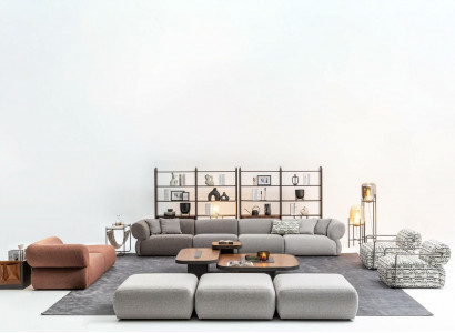 Six-seater sofa set three-seater stool couches modern suite set