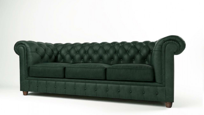 Chesterfield Couch Sofa Upholstery 3-Seater Sofas Seating Suite Green Sofas
