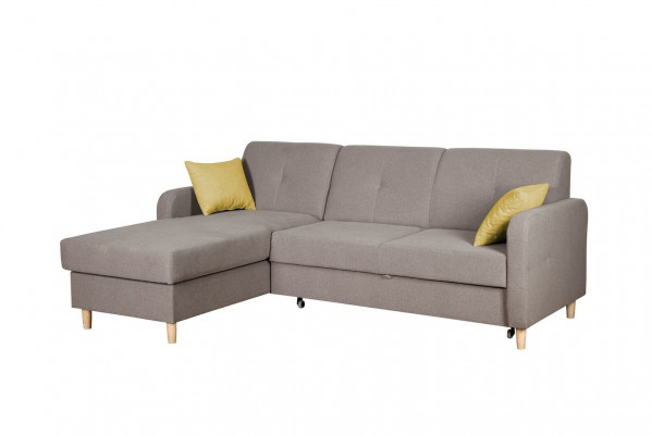 Sectional L-shaped sofa couch design upholstery modern fabric with bed function grey fabric