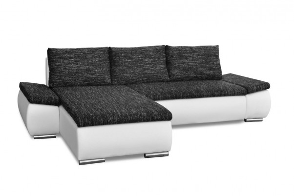 Modern design L-shaped corner sofa with bed function, leather textile couches new.