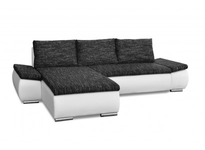 Modern design L-shaped corner sofa with bed function, leather textile couches new.