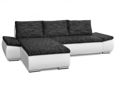 Modern design L-shaped corner sofa with bed function, leather textile couches new.