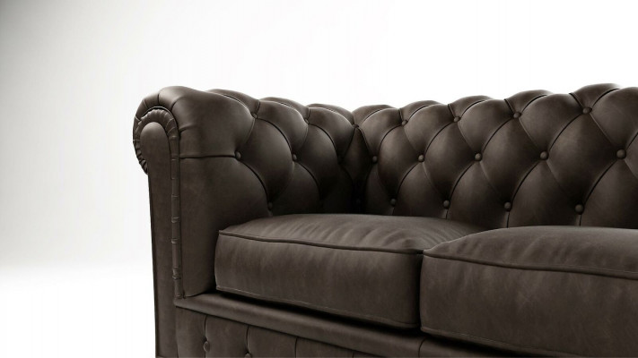 Chesterfield Couch 2-Seater Upholstered Seat Fabric Material Couches Leather Sofas Sofa