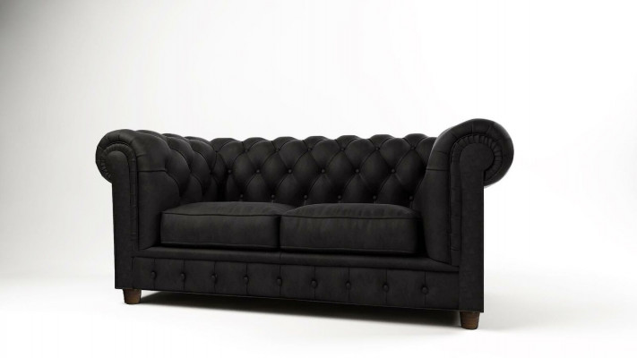 Design Chesterfield Sofa 2-seater Couch Upholstery Leather Sofas Living Room