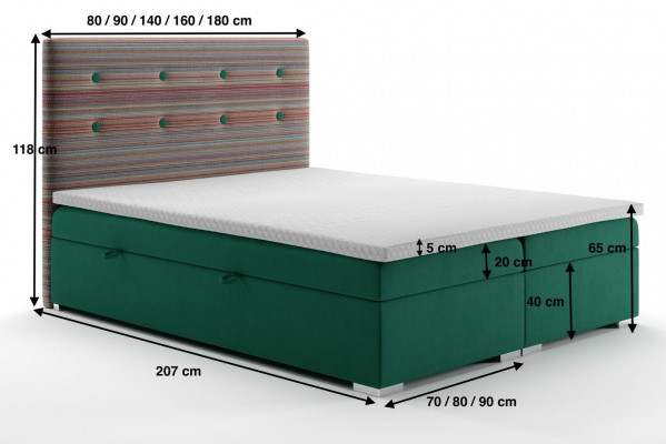 Box spring bed hotel double bed textile luxury beds upholstered storage box function