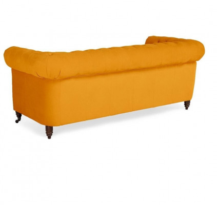 Classic Chesterfield Furniture Three-Seater Couch Textile Sofa Elegant Design Orange