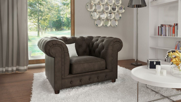 Chair, TV Seat, Club Lounge, Textile, Leather, Noble Design Chesterfield