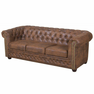 Chesterfield York Gobi 3 Seater Leather Couch Upholstered Sofas Couches New