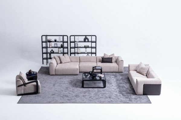 Taupe living room sofa set lounge furniture L-shape 3-piece