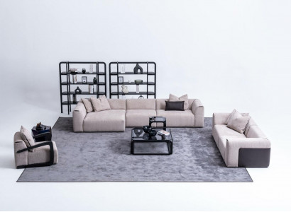 Taupe living room sofa set lounge furniture L-shape 3-piece
