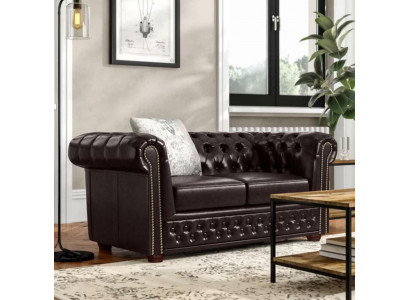 Design Sofa 2-Seater Couch Chesterfield Upholstery Seat Set Leather Textile New