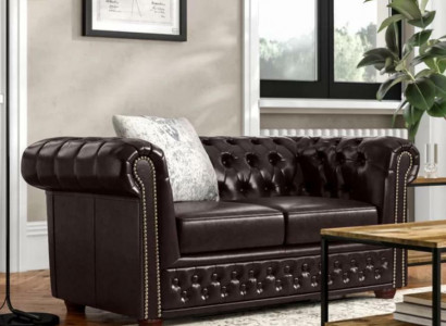 Design Sofa 2-Seater Couch Chesterfield Upholstery Seat Set Leather Textile New