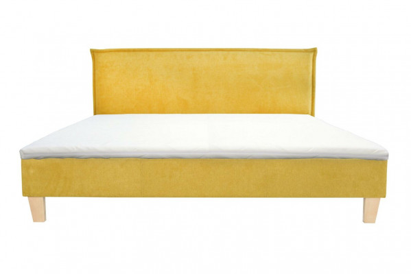 Double bed, bed, beds, upholstery, bedroom, box spring, marriage, yellow, textile, fabric