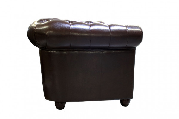 Classic Elegant Two-Seater Chesterfield Furniture Couch Textile Sofa Design Brown