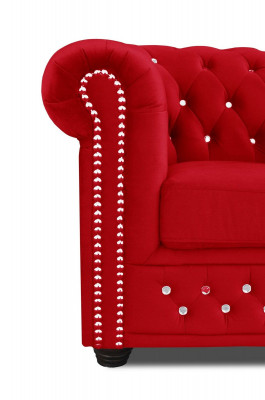 Chesterfield Textile Couch Upholstered 2-Seater Fabric Sofas Couches Red Two-Seater