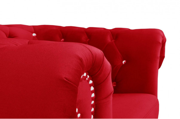 Chesterfield Textile Couch Upholstered 2-Seater Fabric Sofas Couches Red Two-Seater