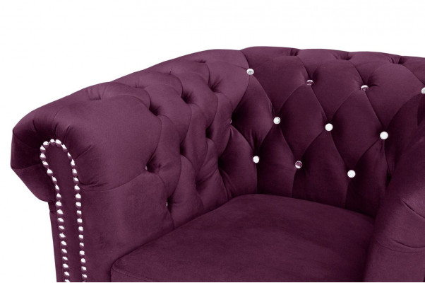 Chesterfield Textile Couch Upholstered 2-Seater Fabric Sofas Couches Purple Two-Seater