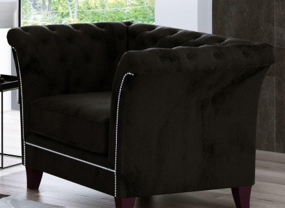 Chesterfield Armchair Couch Upholstery 1-Seater Velvet Design Couches Deco Sofas