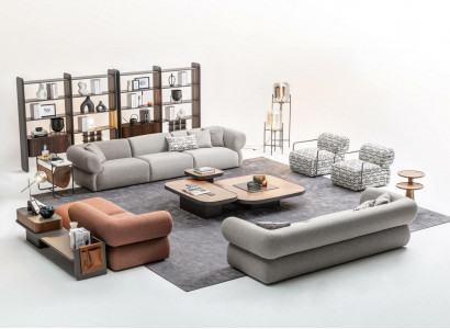 Large sofa set living room couch five-seater living landscape armchair 5-piece set