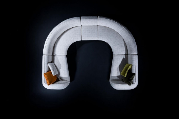 Semi-circular Living Room U-shape Sofa Designer Furniture Textile Sectional Sofas Stylish