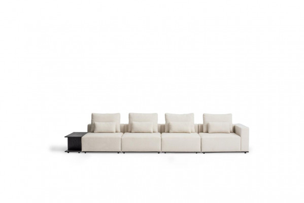 White five-seater living room couch textile furniture modern sofa design