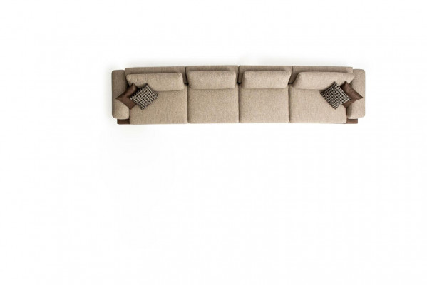 Large beige sofa, upholstered furniture, six-seater designer suite, textile