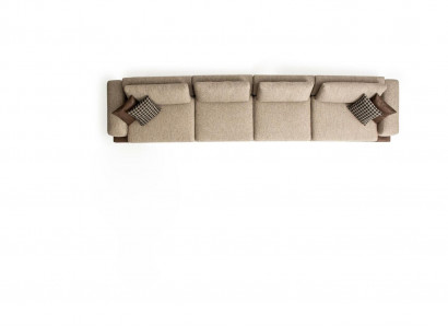 Large beige sofa, upholstered furniture, six-seater designer suite, textile